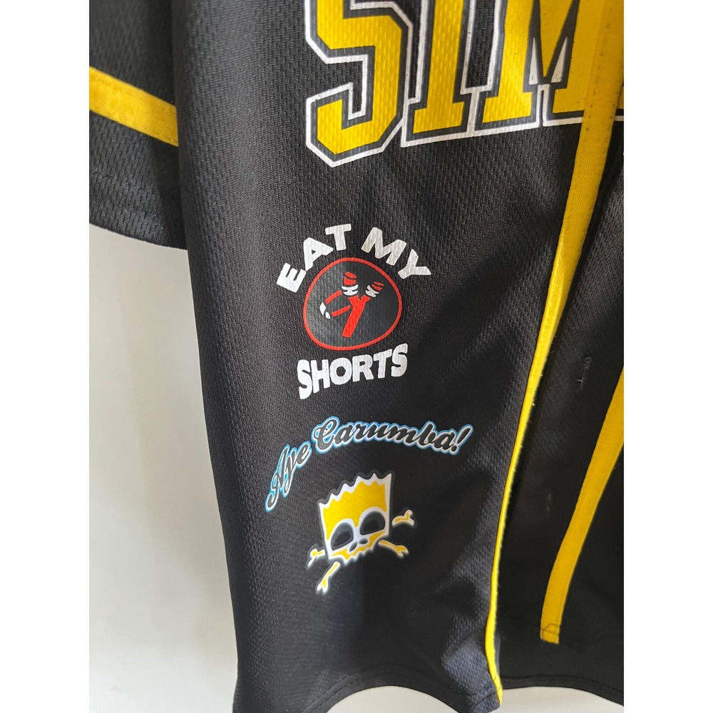 The Simpsons Bart Simpson Baseball Jersey Black Yellow Mesh Shirt Kids 10/12 89 - Picture 6 of 7